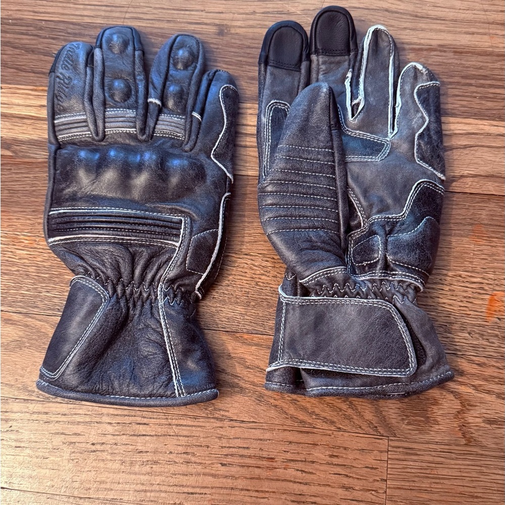Black Leather Motorcycle Gloves